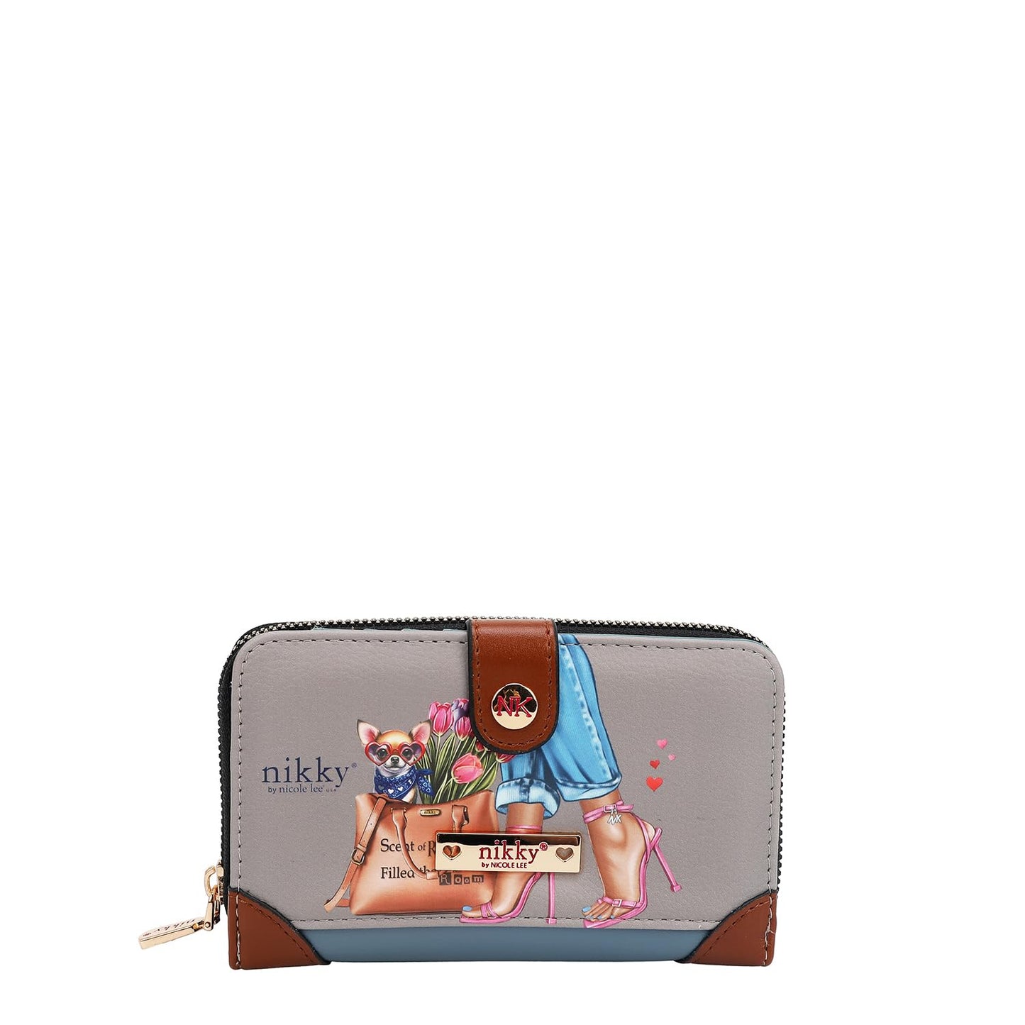HOTNicole Lee NIKKY Compact Wallet, Vegan Leather, 8 Card Slots (EIFFEL DREAMS)