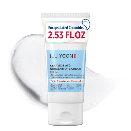 HOTIlliyoon Ceramide Ato Concentrate Cream | Moisturizer for Dry & Sensitive Skin, 100hr Lasting Hydration, For Face & Body, Gentle for Infants, Moisture Barrier Repair, Vegan Certified, 2.53 fl.oz.
