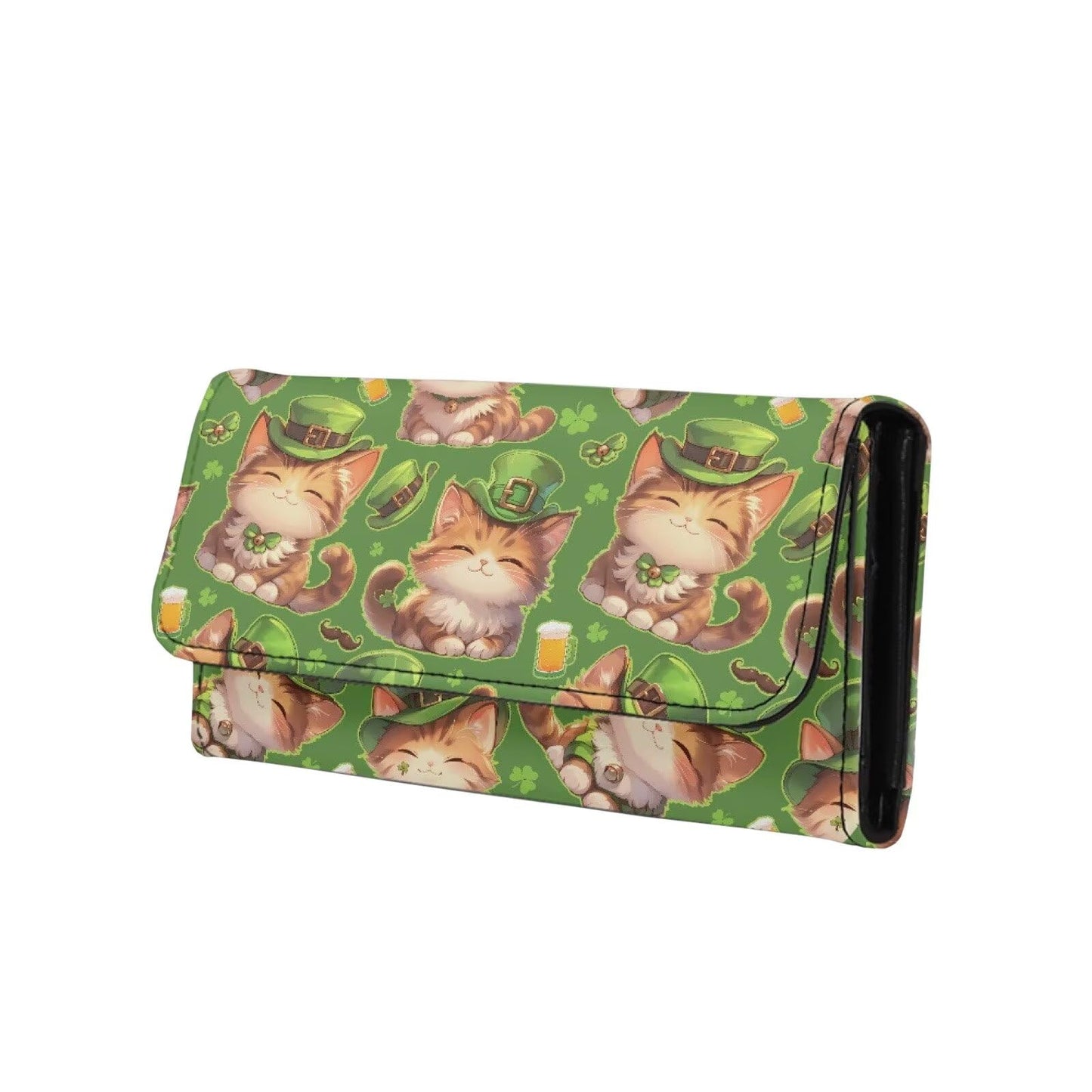 HOTPainting Iris Long Wallets for Women PU Leather Ladies Billfold Wallet,Snap Closure, Purple White Yellow Flowers Trifold Clutch Checkbook Purse with Zipper Pocket
