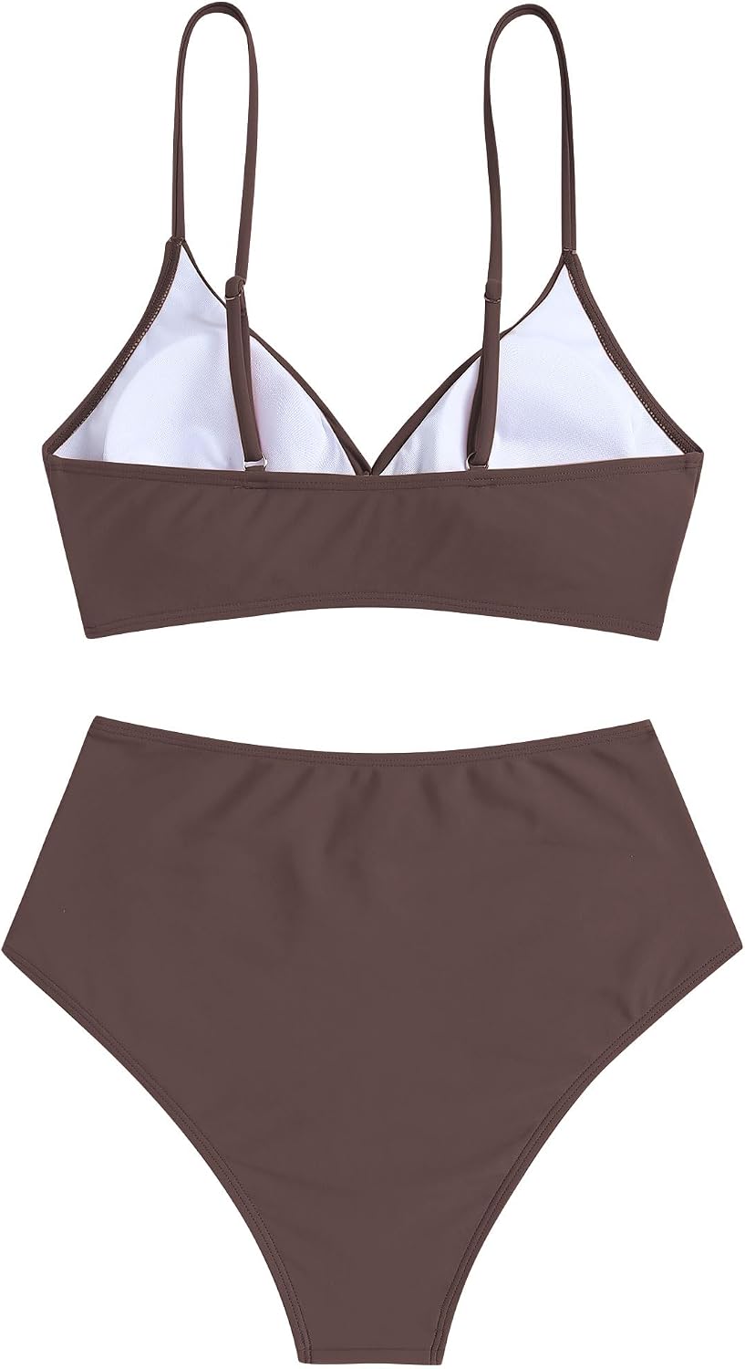 HOTZAFUL Women High Waisted Bikini Sets Two Piece Swimsuit Push Up Twist Front Ruched Bathing Suit