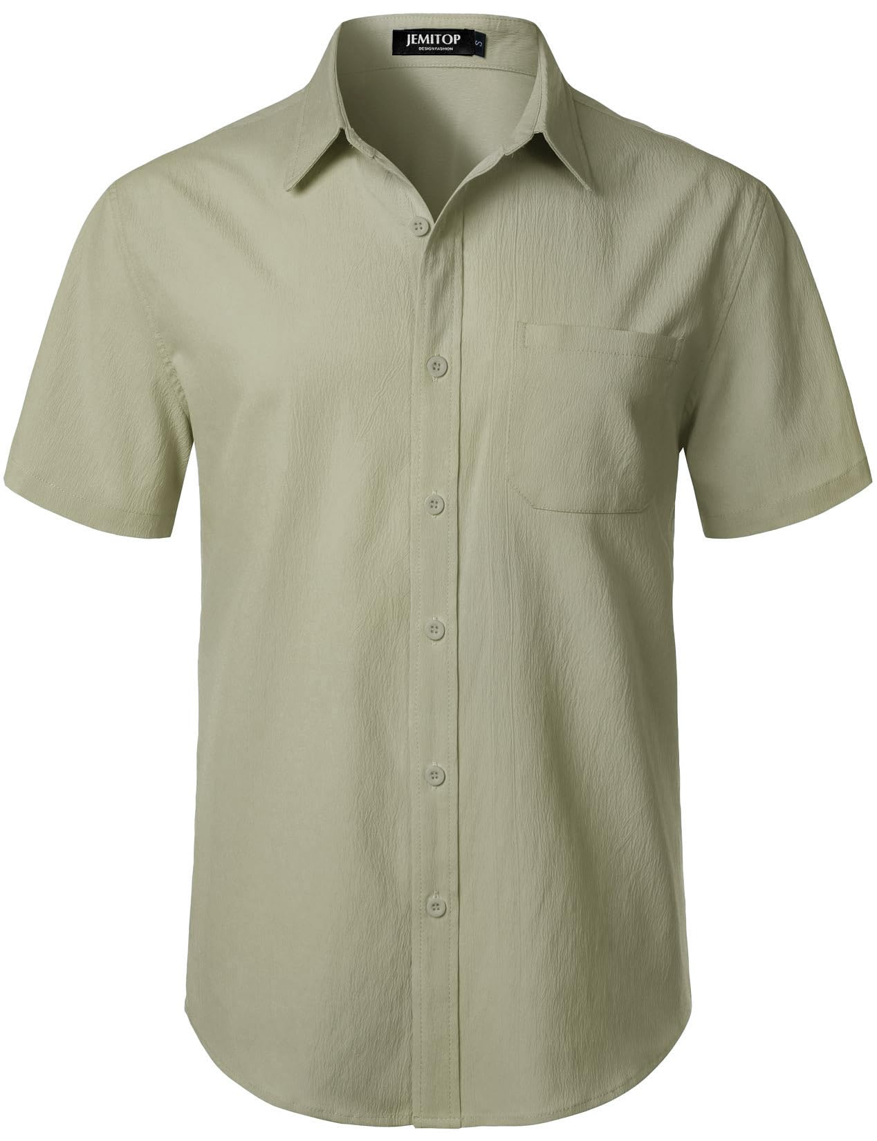 HOTJEMITOP Mens Stretch Wrinkle Free Texture Shirts | Lightweight, Summer, Beach, Stylish, Button Down, Short Sleeve, Casual, Vacation