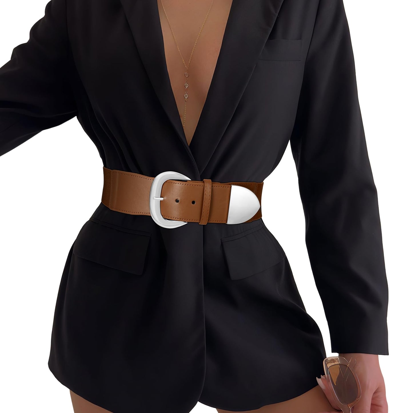 HOTWomen Wide Elastic Waist Belt for Dresses Fashion Thick Stretchy Belt for Trendy