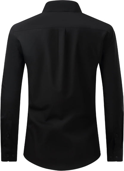 HOTAlimens & Gentle Men's Dress Shirt Regular Fit Stretch Stain Shield Long Sleeve Solid Business Wedding Button Down Shirts
