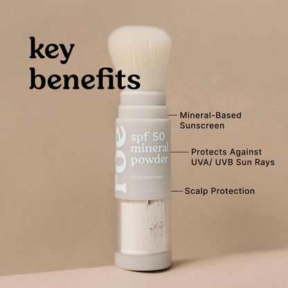 HOTRoe Wellness- SPF 50 Powder Sunscreen Mineral-Based, Non-Toxic Brush-on For Kids, Adults & Babies | For Scalp, Face & Body (Reef Safe)