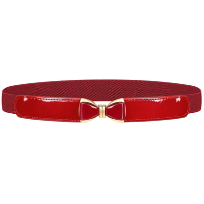 HOTVONMELLI Womens Skinny Elastic Belt Stretchy Bow Belt for Women Dresses Thin Waist Ladies Belts