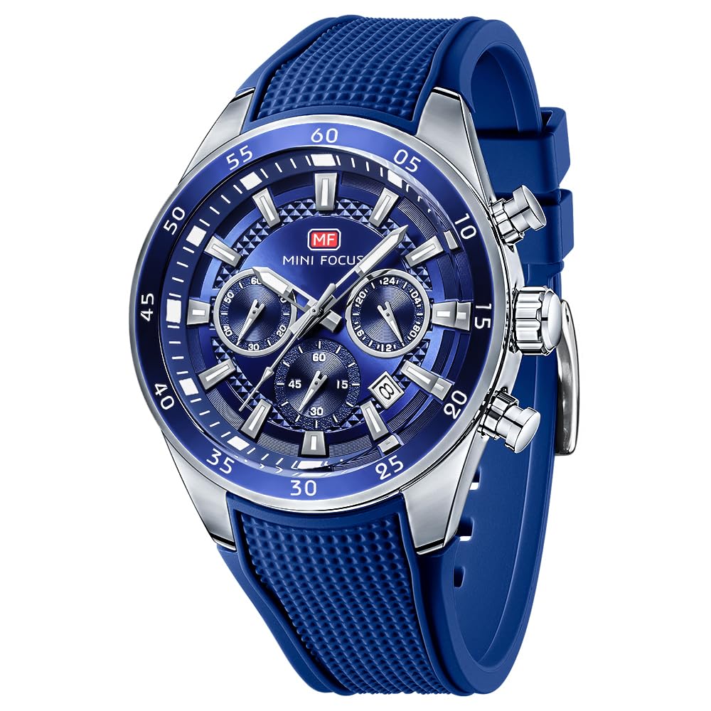 HOTMINI Focus Men Watches Unique Casual Wristwatch (Chronograph/Waterproof/Luminous/Calendar/24 Hours) Silicon Band Fashion Watches for Men
