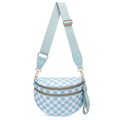 HOTPure Colour Crossbody Bum Bags for Women Spacious Checkered Cross body Bag Nylon Trendy Fanny Pack for Travel