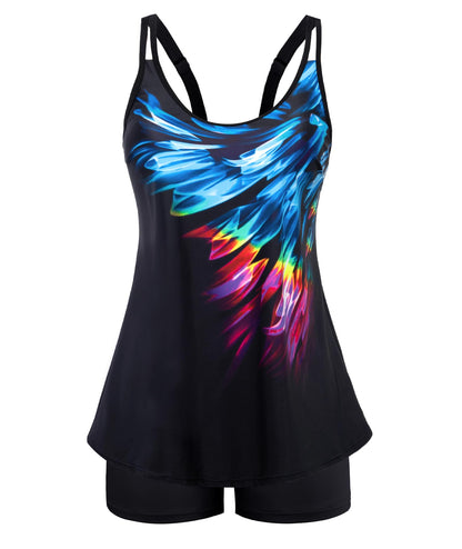 HOTArolina Tankini Swimsuits for Women Tummy Control Two Piece Bathing Suits Flowy Swim Tops with Boy Shorts