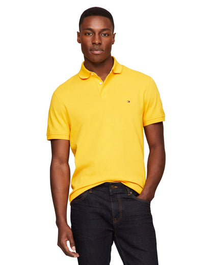 HOTTommy Hilfiger Men's Short Sleeve Polo Shirts in Slim Fit with Stretch and Organic Pique Cotton