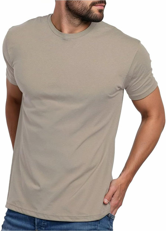 HOTMens T Shirts Soft Cotton Crew Neck Athletic Fit Casual Tees S-4XL | Soft cotton blend casual tee shirts with 4-way stretch - tag-free athletic fit for gym, work & casual wear. A go-to gift.
