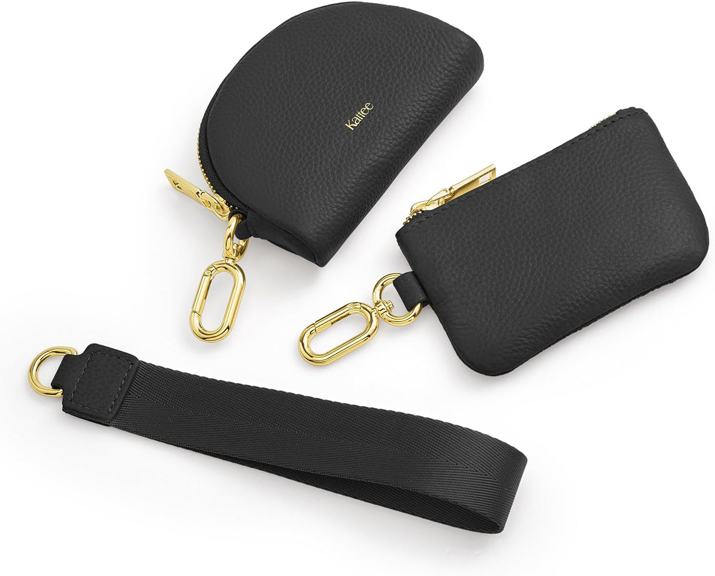 HOTKattee Mini Leather Wristlet Wallets for Women, RFID Blocking Wallet Women, Dual Pouch Keychain Coin Purse Change Pouch