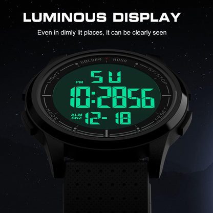 HOTGOLDEN HOUR Ultra-Thin Minimalist Sports Waterproof Digital Watches Men with Wide-Angle Display Rubber Strap Wrist Watch for Men Women