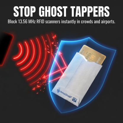 HOT10x RFID Blocking Credit Card"DuPont TYVEK" Sleeves for wallet or purse. Protect your debit cards, credit cards and IDs from identity theft skiming. | Blocks unauthorized RFID scans. Slim, waterproof, tearproof. 100% Made in USA.