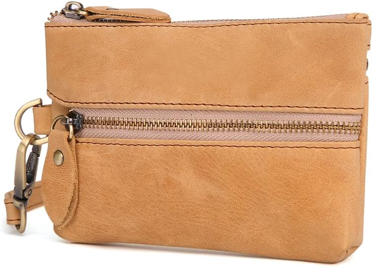 HOTSoft Leather Wallet, Wristlet Clutch Purses for Women,Key Case Leather Pouch, Keychain Wallet with 6 Hook,Travel Organizer, Brown