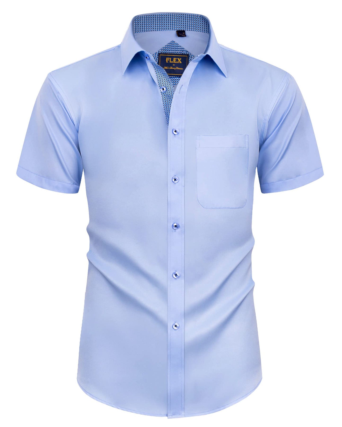 HOTAlimens & Gentle Mens Short Sleeve Dress Shirts Wrinkle Free Solid Casual Button Down Shirts with Pocket