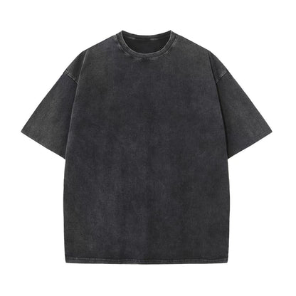 HOTMen's Cotton T-Shirts Oversized Unisex Short Sleeves Casual Loose Wash Solid Basic Tee Tops