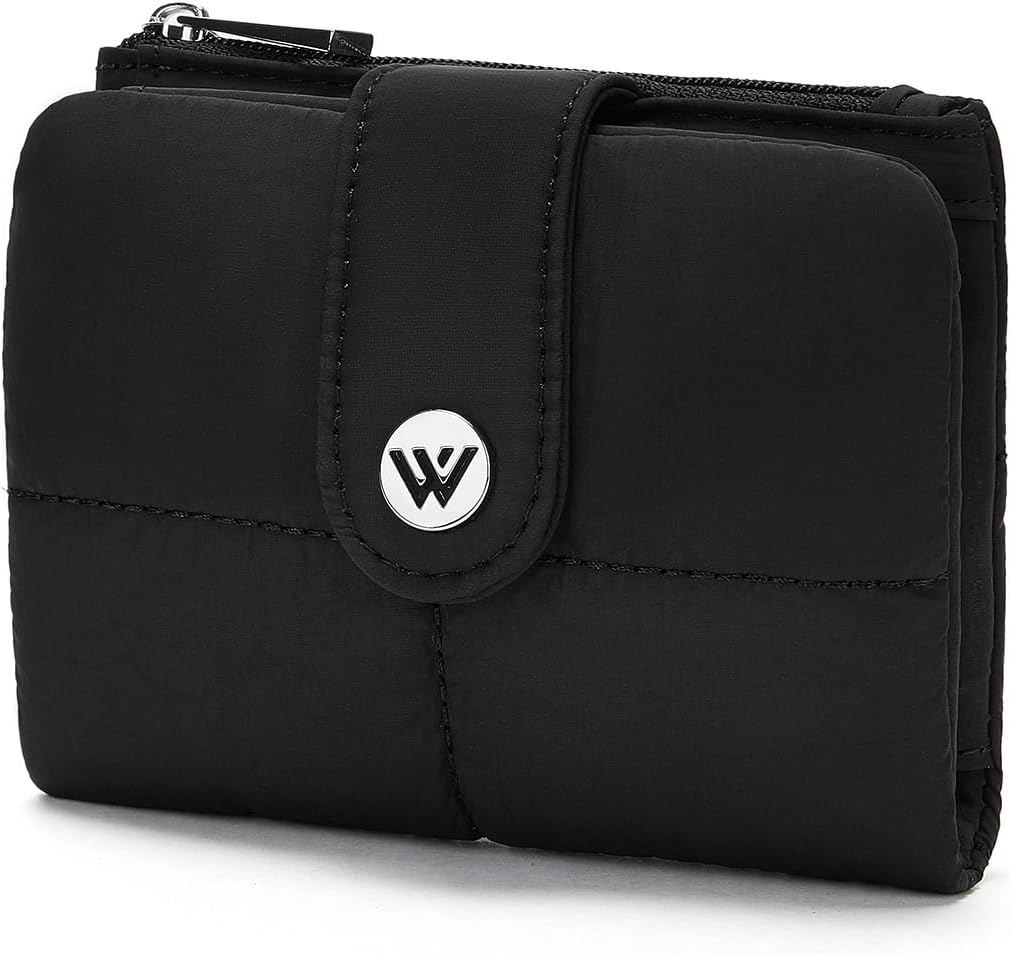 HOTWESTBRONCO Puffer Small Wallet for Women RFID Blocking Card Holder Wallets, Womens Bifold Wallet with Zipper Coin Pocket & ID Window