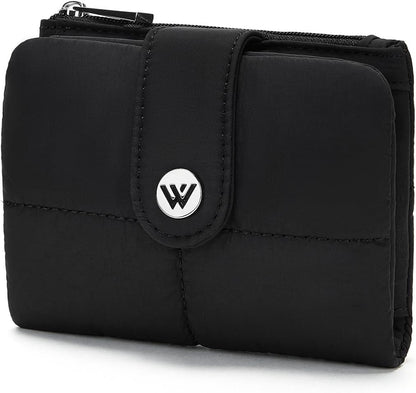 HOTWESTBRONCO Puffer Small Wallet for Women RFID Blocking Card Holder Wallets, Womens Bifold Wallet with Zipper Coin Pocket & ID Window