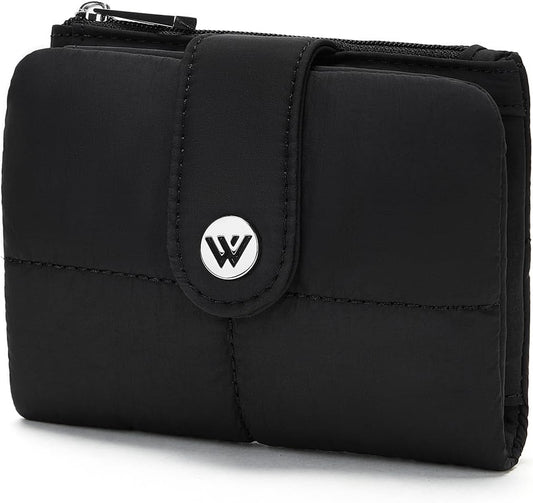 HOTWESTBRONCO Puffer Small Wallet for Women RFID Blocking Card Holder Wallets, Womens Bifold Wallet with Zipper Coin Pocket & ID Window