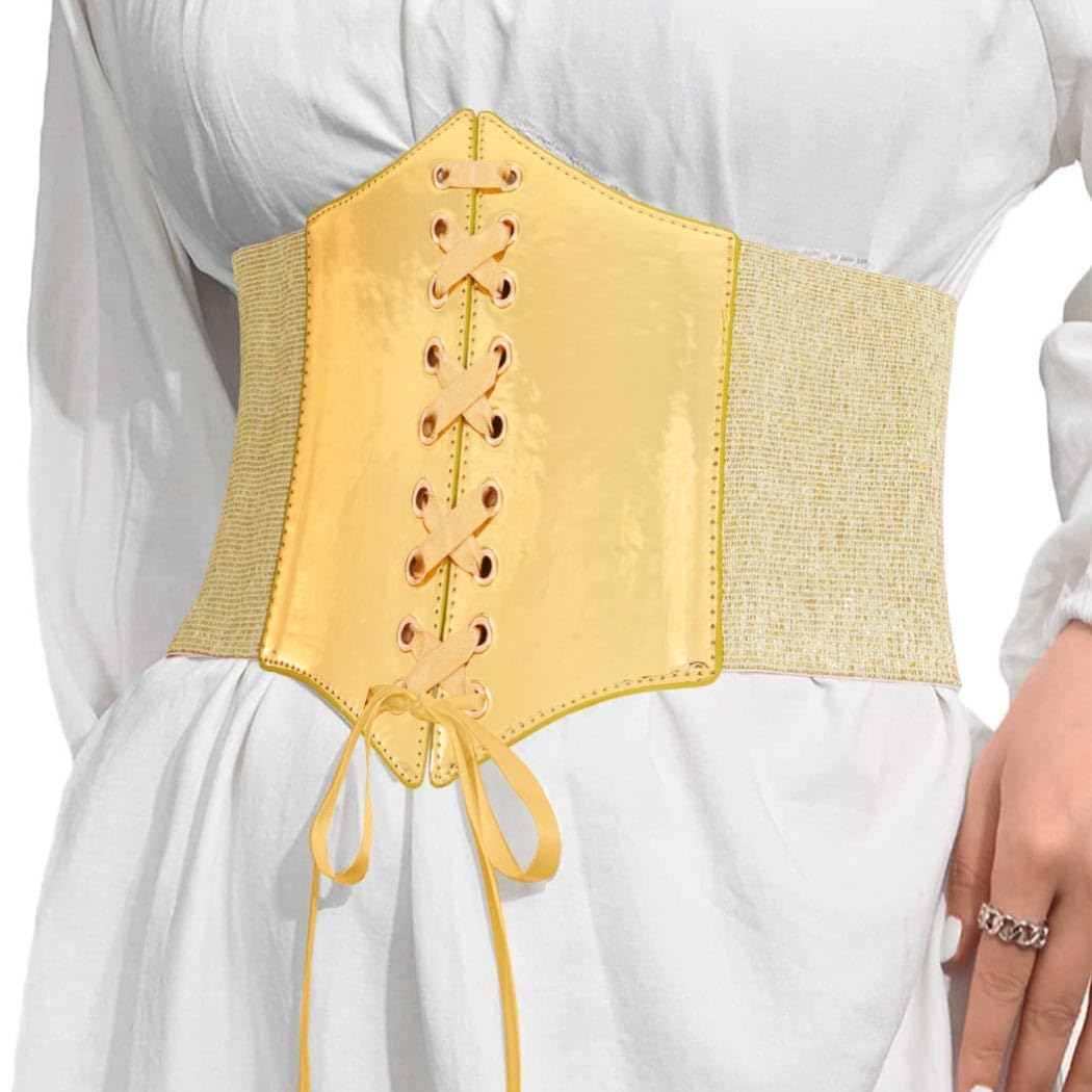 HOTBODIY Women Lace Corset Belts Elastic Cinch Belt Tied Waspie Wide Waist Bustiers for Dress
