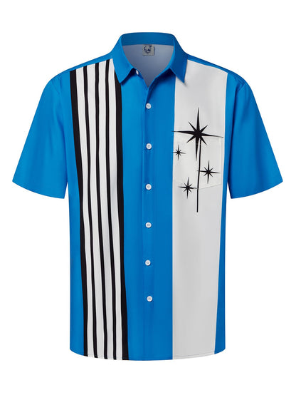 HOTHardaddy Men's Vintage Bowling Shirt Short Sleeve Button Down Hawaiian Summer Beach Printed Casual Shirts