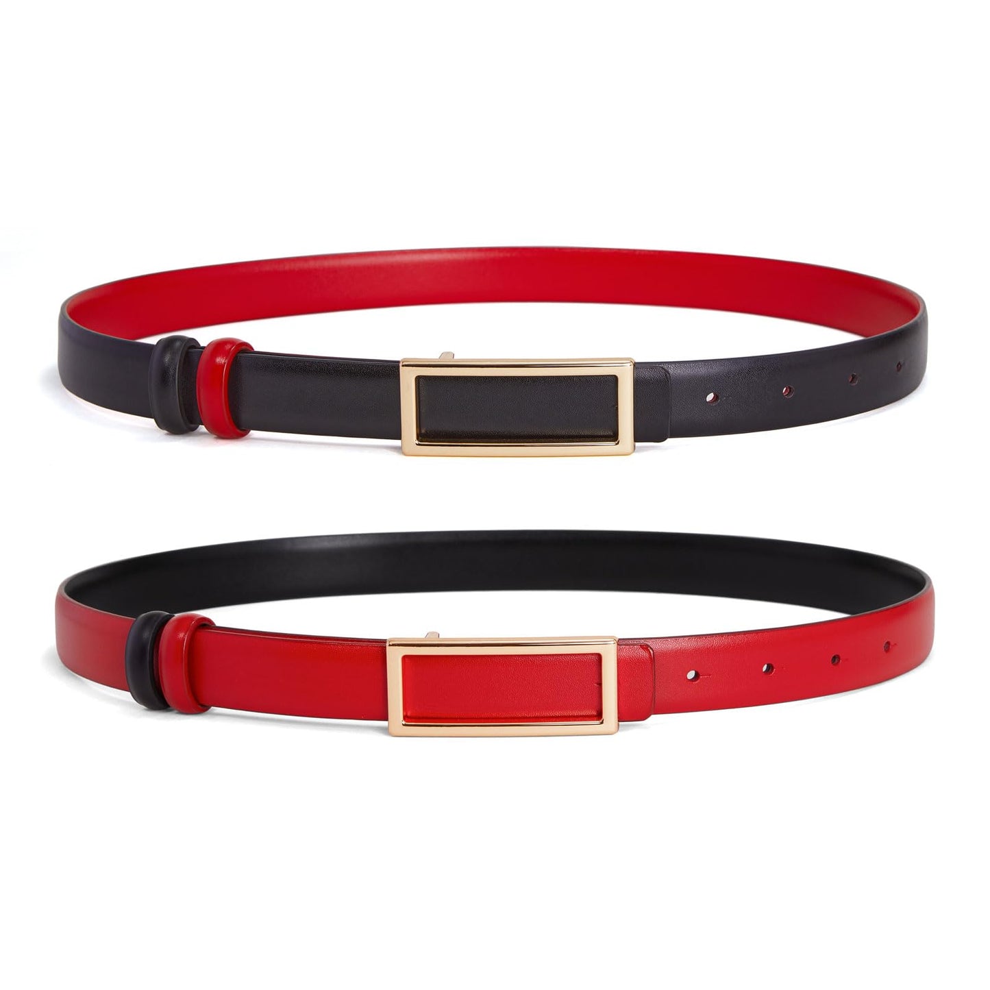 HOTYooAi Womens Belt Reversible Leather Belt Skinny Thin Fashion Designer Waist Belts for Jeans Pants Dresses