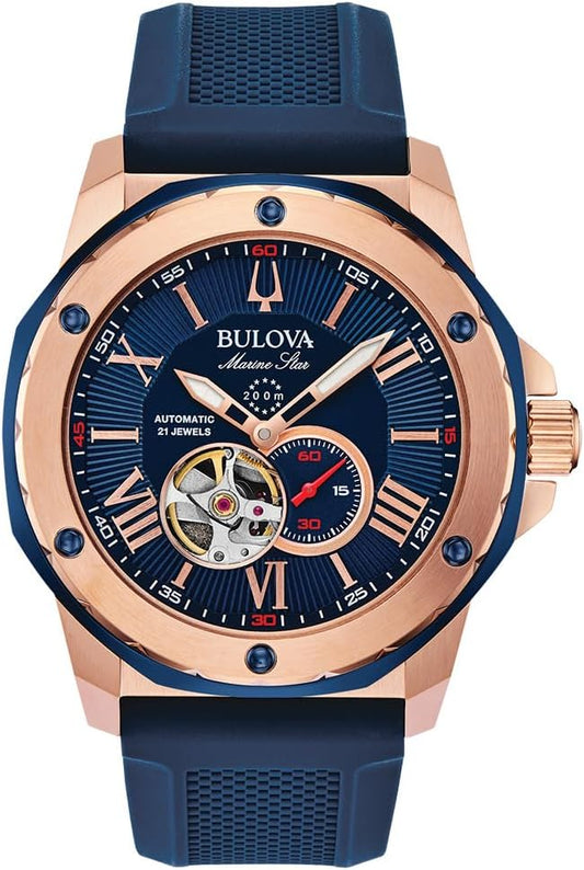 HOTBulova Men's Marine Star Automatic Blue Dial Watch 98A227