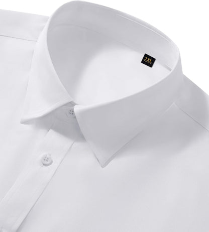 HOTMen's Dress Shirts Long Sleeve Stretch Wrinkle Free Wedding Formal Business Button Down Shirt