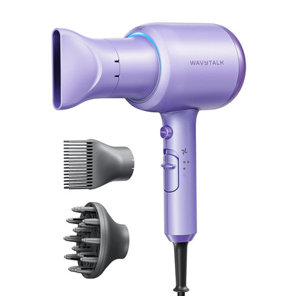 HOTWavytalk Hair Dryer with Diffuser, Blown Away Ionic Hair Dryer for Curly Hair with Comb, 1875W Fast Drying Blow Dryer with Ceramic Technology, 3 Attachments for All Hair Types, Light and Quiet, Black