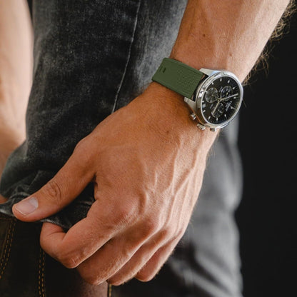HOTBARTON Elite Silicone Watch Bands - Quick Release - Choose Strap Color & Buckle Color (Stainless Steel, Black PVD or Gunmetal Grey) - 18mm, 20mm, 22mm & 24mm Watch Straps