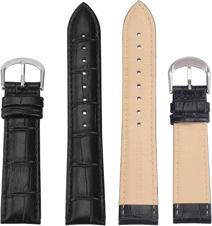 HOTEACHE Croco Design Leather Watch Bands, Classical Leather Watch Straps For Women&Mens Waterproof 12mm 14mm 16mm 18mm 19mm 20mm 22mm