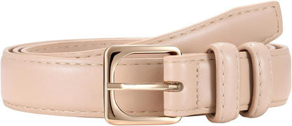 HOTJASGOOD Women Leather Belt Fashion Ladies Leather Waist Belt for Pants Jeans Dress with Gold Buckle