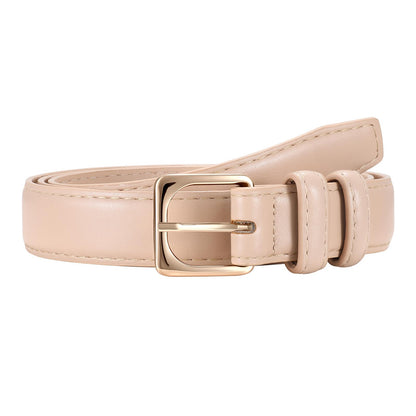 HOTJASGOOD Women Leather Belt Fashion Ladies Leather Waist Belt for Pants Jeans Dress with Gold Buckle