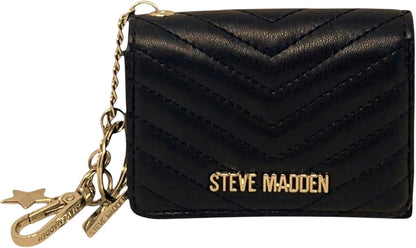 HOTSteve Madden Women’s Bklara Card Case with Keyring and Clip (Black) (Black)