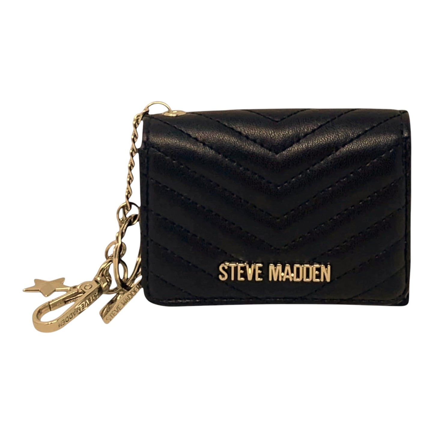 HOTSteve Madden Women’s Bklara Card Case with Keyring and Clip (Black) (Black)