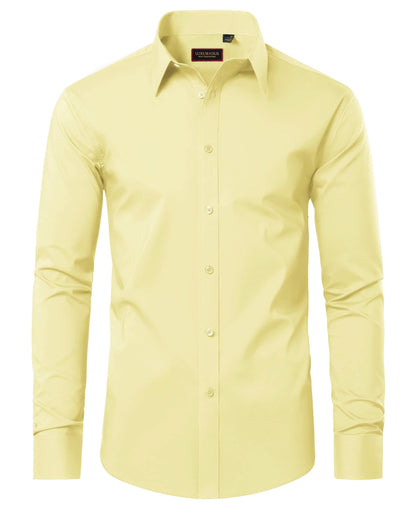 HOTLion Nardo Cotton Mens Dress Shirts Long Sleeve Wrinkle Free Business Casual Button Down Shirts Formal Shirts Big and Tall