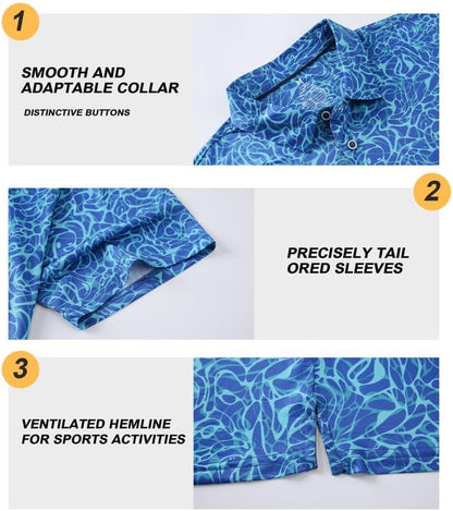 HOTDamipow Premium Golf Shirts for Men Dry Fit Performance Polo Short Sleeve Collared Shirt