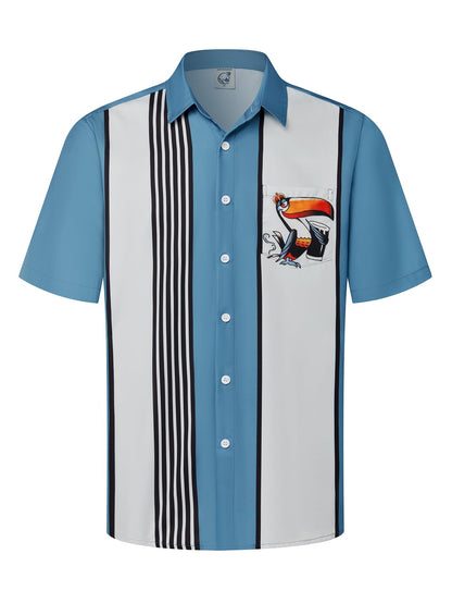 HOTHardaddy Men's Vintage Bowling Shirt Short Sleeve Button Down Hawaiian Summer Beach Printed Casual Shirts