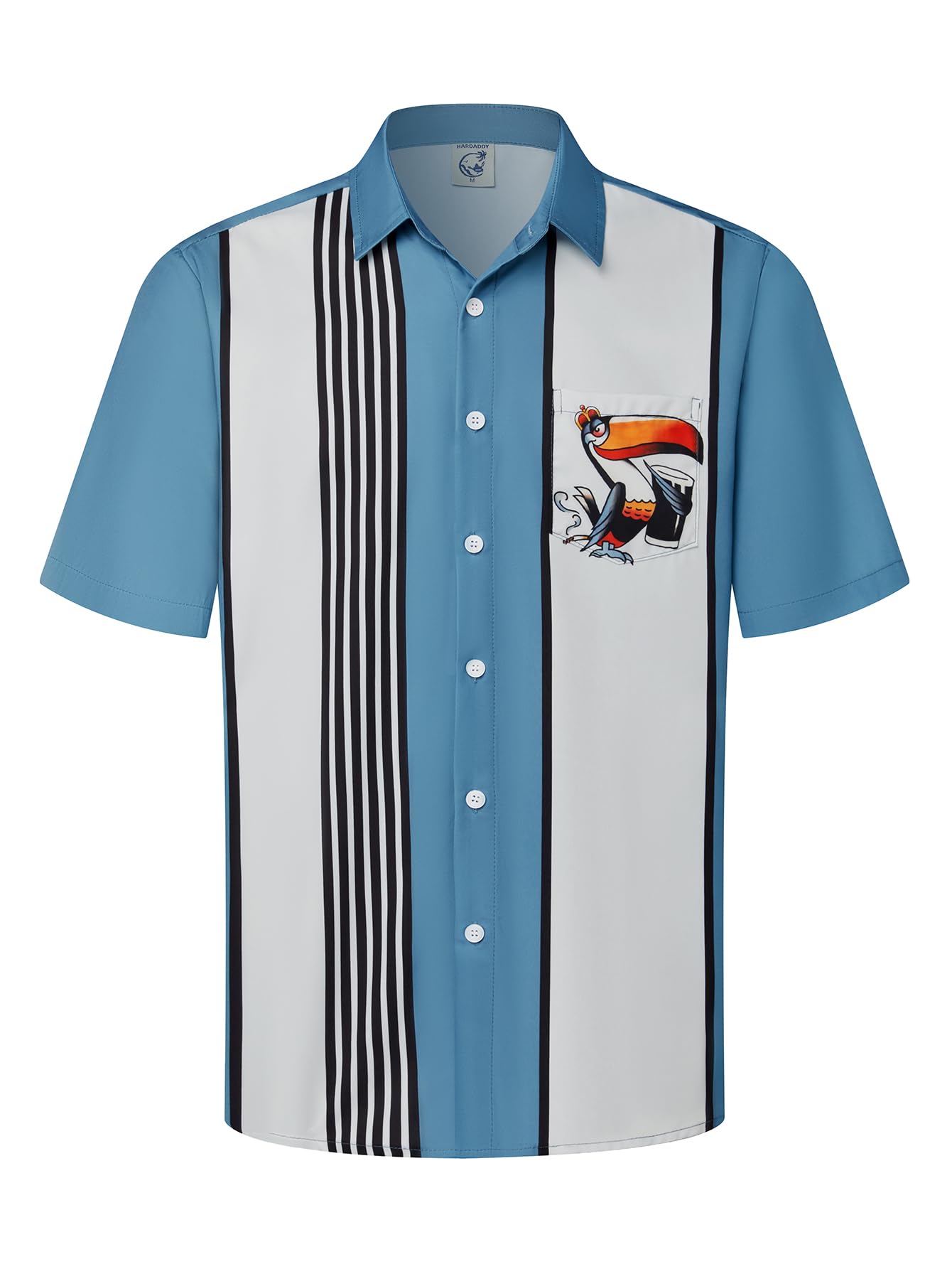 HOTHardaddy Men's Vintage Bowling Shirt Short Sleeve Button Down Hawaiian Summer Beach Printed Casual Shirts