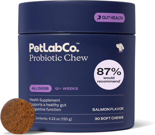 HOTPetLab Co. Probiotic Chews for Dogs, 30 Soft Chews, Salmon | 8-strain probiotic blend with prebiotics to support digestive health, skin and seasonal allergy support