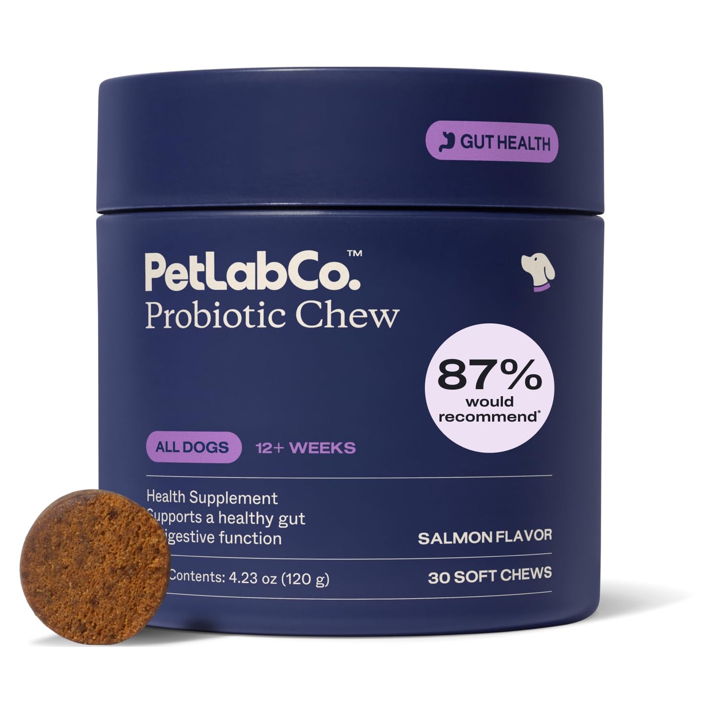 HOTPetLab Co. Probiotic Chews for Dogs, 30 Soft Chews, Salmon | 8-strain probiotic blend with prebiotics to support digestive health, skin and seasonal allergy support