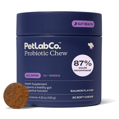 HOTPetLab Co. Probiotic Chews for Dogs, 30 Soft Chews, Salmon | 8-strain probiotic blend with prebiotics to support digestive health, skin and seasonal allergy support
