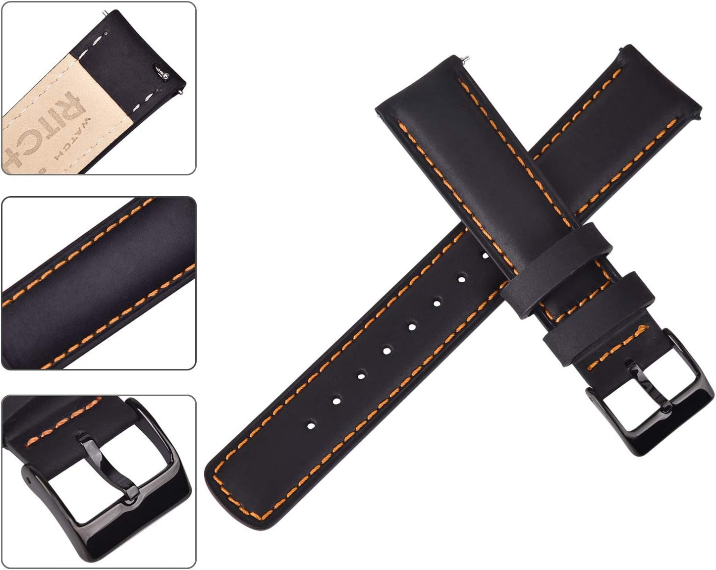 HOTRitche Christmas Gift Quick Release Leather Watch Bands Genuine Watch Straps for Men Women Top Grain Leather Watch Strap, White Elephant Gifts, Stocking Stuffers for Men, Father's Day gifts