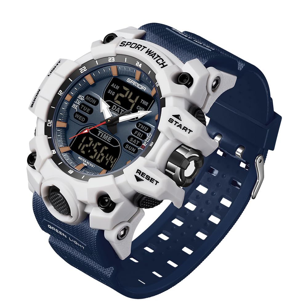 HOTGosasa Men's Large Face Outdoor Sports Watches Military S-Shock Watch Waterproof, Backlight, Alarm, Stopwatch Features - Rugged Wristwatch for Training, Hiking, and Adventure