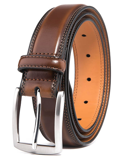 HOTFabio Valenti Genuine Leather Dress Belts For Men - Mens Belt For Suits, Jeans, Uniform With Single Prong Buckle