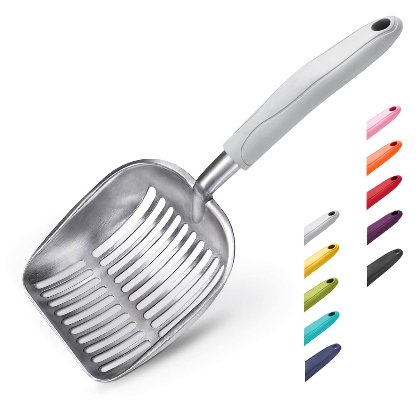 HOTWePet Cat Litter Scoop, Aluminum Alloy Sifter, Kitty Metal Scooper, Deep Shovel, Long Handle, Poop Sifting, Kitten Pooper Lifter, Durable, Heavy Duty, for Litter Box