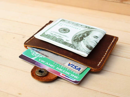 HOTHandmade Thin men's Travel Leather Small Waist Bag Card Wallet