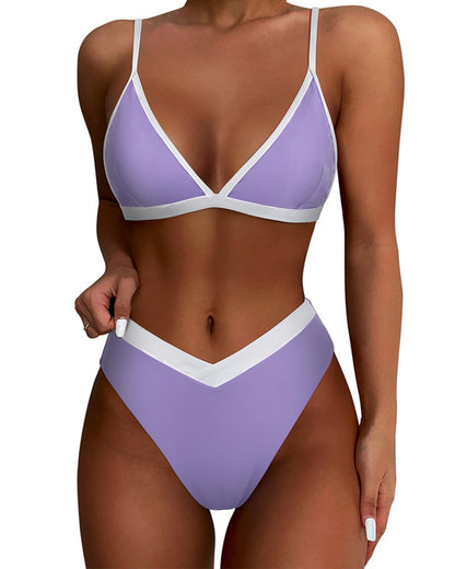 HOTSUUKSESS Women Triangle High Cut Bikini Sets Sexy High Waisted 2 Piece Swimsuit