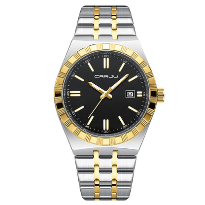 HOTCRRJU Watches for Men,Fashion Luxury Luminous Analog Quartz Wristwatches,Business Man Calendar Watches Silver
