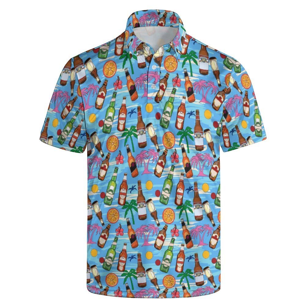 HOTGolf Polos for Men Funny Moisture Wicking Golf Shirts Performance Quick-Dry Polo Shirts Short Sleeve